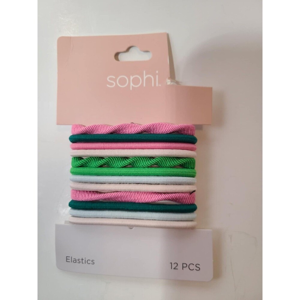Sophi Hair ties elastic fashion ponytail holder 12 pack NEW bands Pink Green